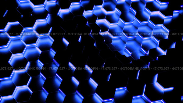 Geometric hexagonal block wall moving background. Стоковая иллюстрация, иллюстратор David Kashakhi / Фотобанк Лори