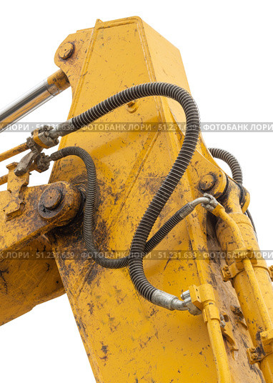 Гидравлическая система экскаватора на белом фоне. Excavator hydraulic system on a white background. Стоковое фото, фотограф Татьяна Д / Фотобанк Лори
