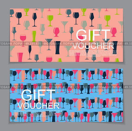 Gift Voucher Template with Alcoholic Glass Silhouette Discount Coupon. Vector Illustration. EPS10. Gift Voucher Template with Alcoholic Glass Silhouette Discount C. Стоковая иллюстрация, агентство Ingram Publishing / Фотобанк Лори