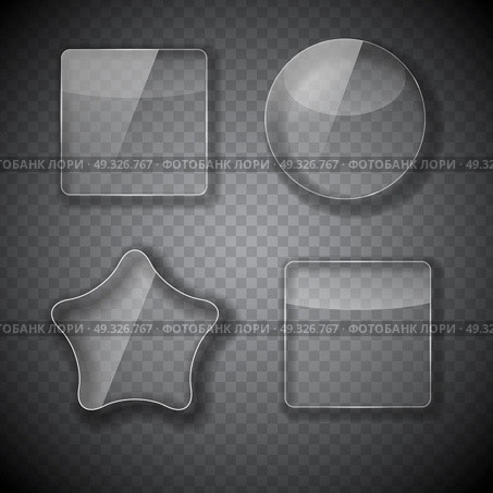 Glass Frame, Rectangular, Star and Round Buttons on Checkered  Abstract Transparent Background. Vector Illustration. EPS10. o2016-04-12-11. Стоковая иллюстрация, агентство Ingram Publishing / Фотобанк Лори