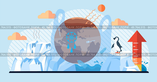 Global warming vector illustration. Environmental damage, scars left by human activities, paint grim picture in canvas climate change Environmental problems, dark clouds looming over horizon, cast. Global warming. Carbon dioxide, harbinger climate change, whispers tales environmental unrest in air. Стоковая иллюстрация, агентство Ingram Publishing / Фотобанк Лори
