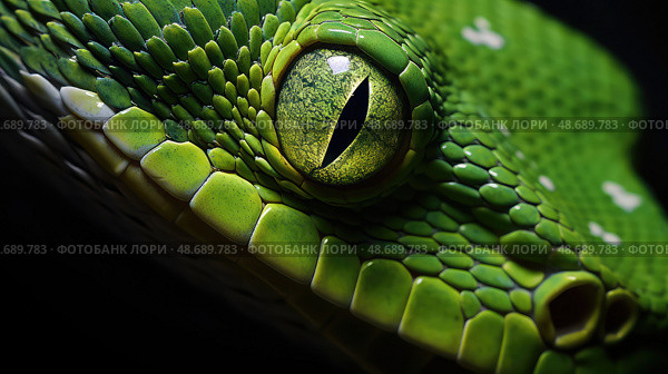 glossy emerald tree boa ai generated. Стоковое AI-изображение, AI-художник Vectorwin / Фотобанк Лори