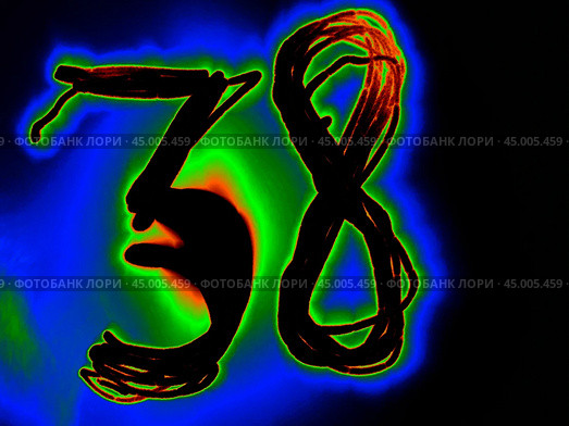 Glowing Arabic numeral 38. Стоковая иллюстрация, иллюстратор Andrew_Swarga / Фотобанк Лори