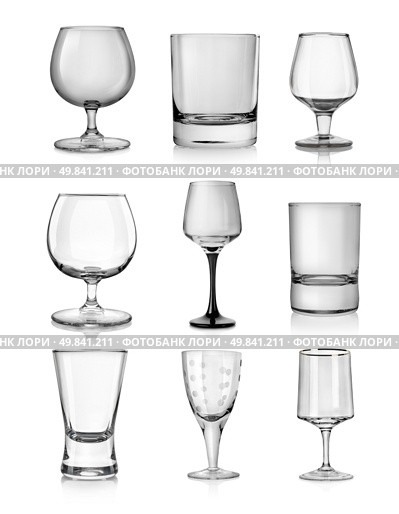 Goblets for hard liquors isolated on white. Стоковое фото, агентство Ingram Publishing / Фотобанк Лори