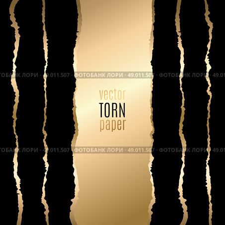 Gold and black torn paper. Vector illustration Gold and black torn paper. Template background. Стоковая иллюстрация, агентство Ingram Publishing / Фотобанк Лори