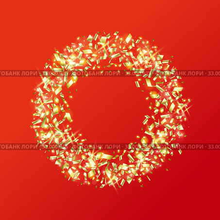 Gold ring made of sparkling gold pieces. Стоковая иллюстрация, иллюстратор Анастасия Филиппова / Фотобанк Лори