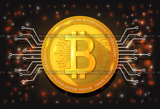 Golden bitcoin digital currency. vector illustration. Стоковая иллюстрация, агентство Ingram Publishing / Фотобанк Лори