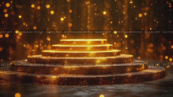 Golden Cascade: A Glittering Stage. Стоковое AI-видео, аниматор Данила Большаков / Фотобанк Лори