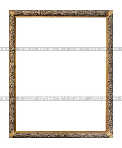 Golden frame for paintings, mirrors or photo isolated on white background. Стоковое фото, фотограф Елена  Попкова / Фотобанк Лори