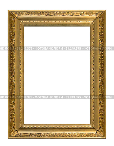 Golden frame for paintings, mirrors or photo isolated on white background. Стоковое фото, фотограф Елена  Попкова / Фотобанк Лори
