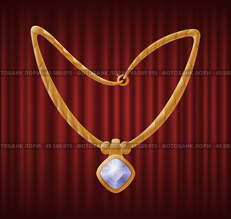 Golden necklace and pendant with diamond shaped white gemstone. Shiny, elegant and luxury accessories, vintage necklet, expensive present vector image. Golden Necklace and Pearl Pendant, Jewelry Vector. Стоковая иллюстрация, агентство Ingram Publishing / Фотобанк Лори