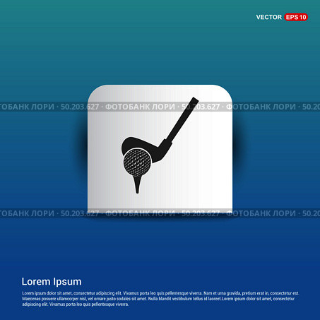 Golf Bat Icon - Blue Sticker button. Стоковая иллюстрация, агентство Ingram Publishing / Фотобанк Лори