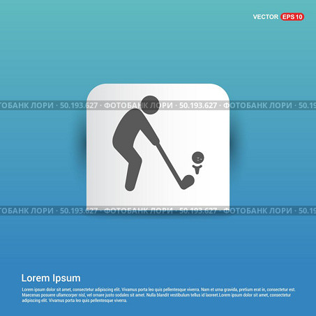 Golf Player Icon - Blue Sticker button. Стоковая иллюстрация, агентство Ingram Publishing / Фотобанк Лори