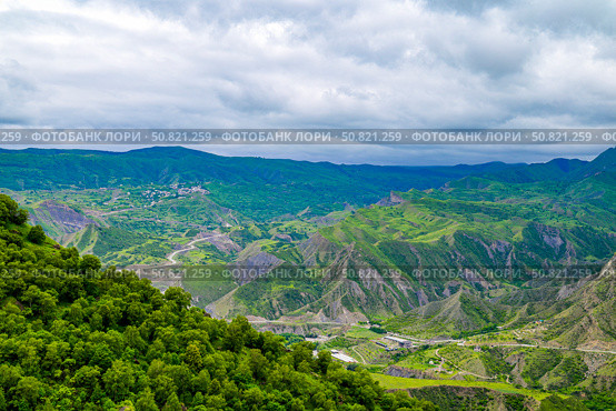 Горное село Гуниб летним днем. Республика Дагестан, Россия. Стоковое фото, фотограф Александр Тараканов / Фотобанк Лори