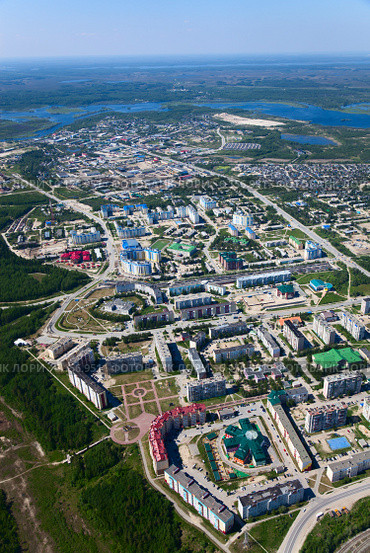 Город Мамонтово, Югра, вид сверху (2014 год). Стоковое фото, фотограф Владимир Мельников / Фотобанк Лори