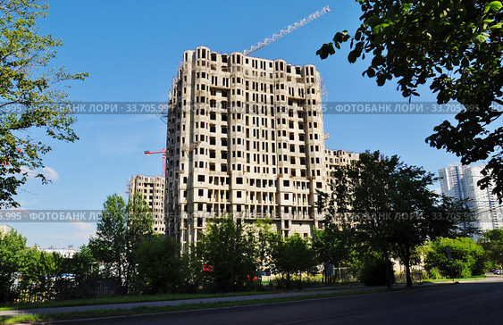 Город Москва, Незавершенное строительство многофункционального жилого комплекса «Академ Палас» по адресу:  пр-т Вернадского, вл. 78 (2016 год). Редакционное фото, фотограф Вера Смолянинова / Фотобанк Лори