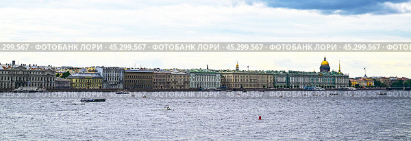 Город Санкт-Петербург. Панорама набережной Невы (2023 год). Стоковое фото, фотограф Александр Тараканов / Фотобанк Лори