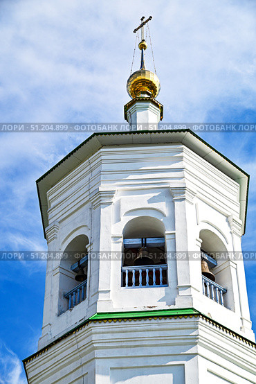 Город Тобольск. Колокольня церкви апостола Андрея Первозванного 1744-1759 гг. Стоковое фото, фотограф Александр Тараканов / Фотобанк Лори