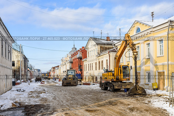 Город тула.Перестройка улицы Металлистов зимой 2018 года. Редакционное фото, фотограф Игорь Низов / Фотобанк Лори