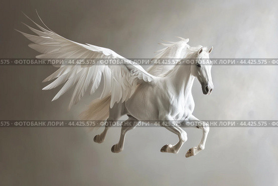 Graceful White pegasus. Generate Ai. Стоковое AI-изображение, AI-художник Иван Рябоконь / Фотобанк Лори