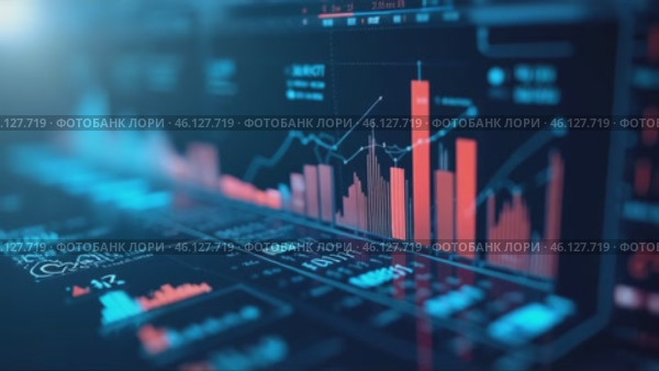 Graph with red and blue lines showing the stock market. Стоковое AI-видео, аниматор Sergey Grishin / Фотобанк Лори
