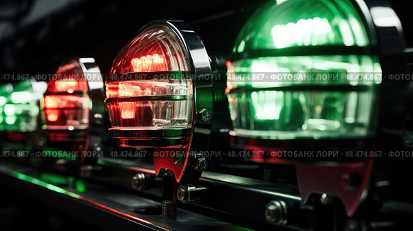 green boat lights ai generated. Стоковое AI-изображение, AI-художник Vectorwin / Фотобанк Лори