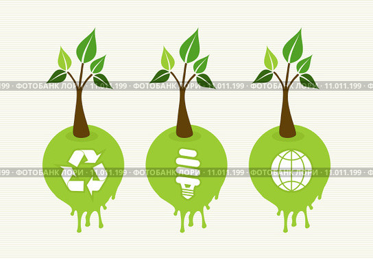 Green concept tree icon set. Стоковая иллюстрация, иллюстратор Cienpies Design / Smarterpix / Фотобанк Лори