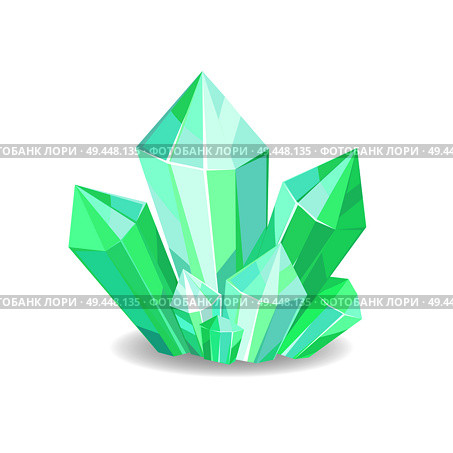 Green crystals of sapphire realistic precious geological minerals isolated on white background. Vector of shiny verdant crystals in realistic design. Green Crystals of Sapphire Geological Minerals. Стоковая иллюстрация, агентство Ingram Publishing / Фотобанк Лори