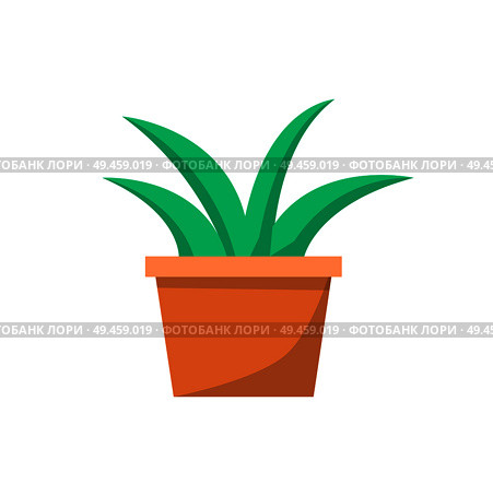 Green indoor plant in clay pot for office decor. Natural adornment that spreads oxygen to put inside premises isolated cartoon vector illustration.. Green Indoor Plant in Clay Pot for Office Decor. Стоковая иллюстрация, агентство Ingram Publishing / Фотобанк Лори