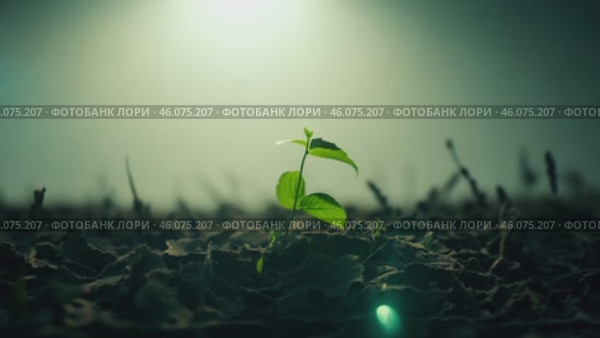 Green sprout, hope for cracked earth in the desert of Africa. Water problems, global warming, drought, water shortage in the world, health problems, poverty and misery in countries. Climate change: from friendship to green grove. Стоковое AI-видео, аниматор ALLA YURTAYEVA / Фотобанк Лори