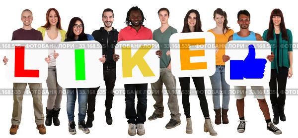 group of young people people holding multicultural word like. Стоковое фото, фотограф Markus Mainka / PantherMedia / Фотобанк Лори