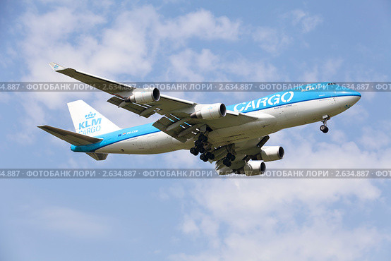 Грузовой самолет Boeing 747-406F/ER/SCD в полете от авиакомпании KLM - Royal Dutch Airlines Cargo (2011 год). Редакционное фото, фотограф Николай Винокуров / Фотобанк Лори