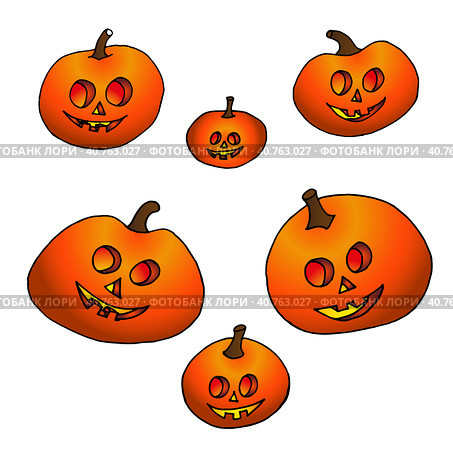 Halloween pumpkin set. Стоковая иллюстрация, иллюстратор Ольга Головкина / Фотобанк Лори
