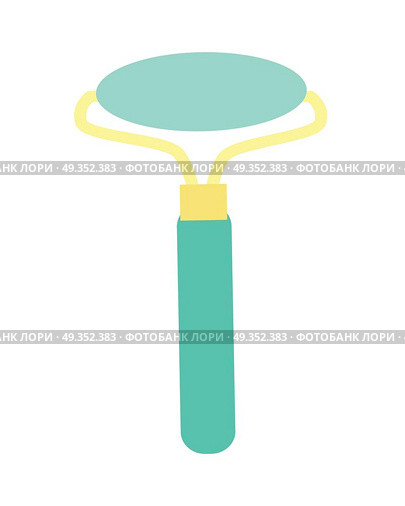 Handheld Massage Roller. Blue handheld massage roller. Plastic massager for face and body. Handheld massager icon. Equipment massage for head. Massage tool icon. Massage rolling tool. Vector illustration in flat. Стоковая иллюстрация, агентство Ingram Publishing / Фотобанк Лори
