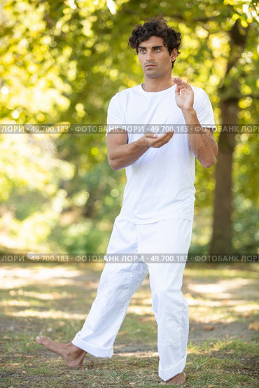 handsome man practicing thai chi. Стоковое фото, агентство Ingram Publishing / Фотобанк Лори