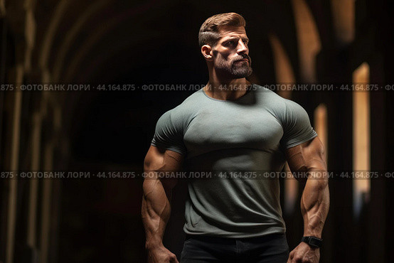 Handsome Strong tall serious man in classic suit. Generate ai. Стоковое AI-изображение, AI-художник Иван Рябоконь / Фотобанк Лори