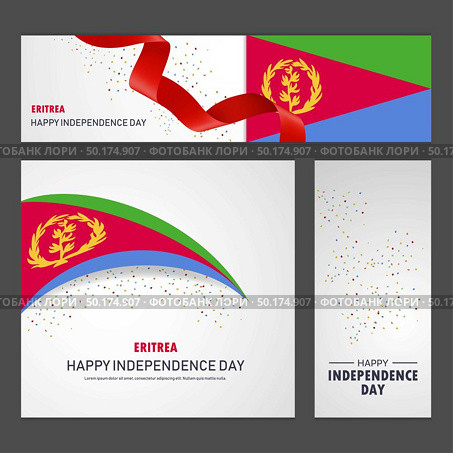 Happy Eritrea independence day Banner and Background Set. Стоковая иллюстрация, агентство Ingram Publishing / Фотобанк Лори