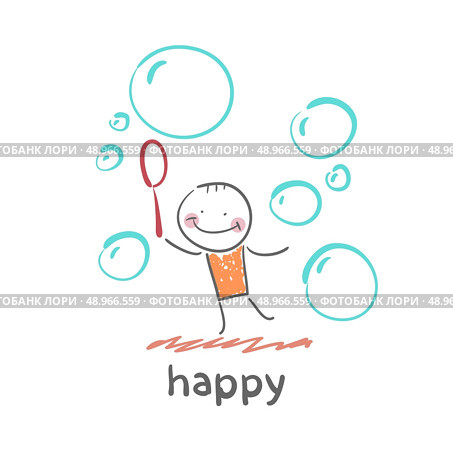 happy. Fun cartoon style illustration. The situation of life. Стоковая иллюстрация, агентство Ingram Publishing / Фотобанк Лори