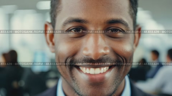 Happy young black african american professional businessman casual guy looking at camera close-up portrait. Confident smiling businessman entrepreneur small business owner posing in office. Стоковое AI-видео, аниматор ALLA YURTAYEVA / Фотобанк Лори