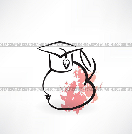 Hat with tassel and an apple grunge icon. Стоковая иллюстрация, агентство Ingram Publishing / Фотобанк Лори