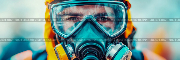 Hazmat Hero: A Rescuer Prepared for Danger. Стоковое AI-изображение, AI-художник Данила Большаков / Фотобанк Лори