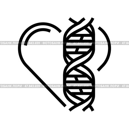 heart with genetic code lines line icon vector illustration. Стоковая иллюстрация, иллюстратор Vectorwin / Фотобанк Лори