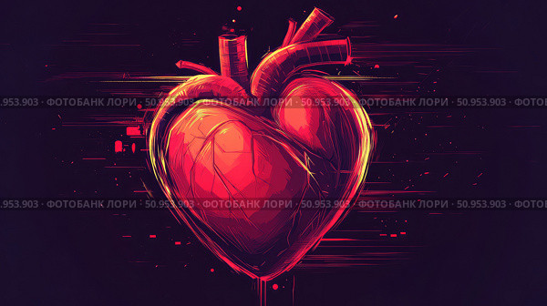 hedigital glitch-transitioning heart ai generated. Стоковое AI-изображение, AI-художник Vectorwin / Фотобанк Лори