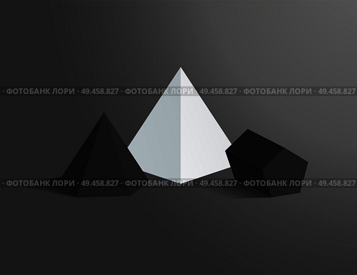 Hexagonal pyramid pentagonal prism figures set vector illustration tetrahedron, dark and bright prisms collection varied shape polygonal element. Hexagonal Pyramid and Pentagonal Prism Figures Set. Стоковая иллюстрация, агентство Ingram Publishing / Фотобанк Лори