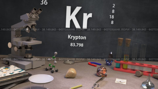 Химический Элемент 36 Kr Криптон. Периодическая система. Инфографика. Стоковая анимация, аниматор Max Konnov / Фотобанк Лори