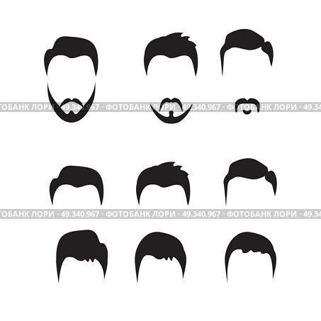 Hipster Vector Set, hair and beards,vector illustration set. Стоковая иллюстрация, агентство Ingram Publishing / Фотобанк Лори