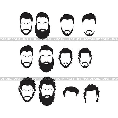 Hipster Vector Set, hair and beards,vector illustration set. Стоковая иллюстрация, агентство Ingram Publishing / Фотобанк Лори