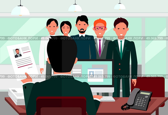 Hiring recruiting interview. Look resume applicant employer. Hands Hold CV profile choose from group of business people. HR, recruiting, we are hiring. Candidate job position. Hire and interviewer. Стоковая иллюстрация, агентство Ingram Publishing / Фотобанк Лори