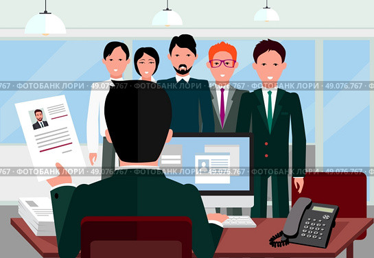 Hiring recruiting interview. Look resume applicant employer. Hands Hold CV profile choose from group of business people. HR, recruiting, we are hiring. Candidate job position. Hire and interviewer. Стоковая иллюстрация, агентство Ingram Publishing / Фотобанк Лори