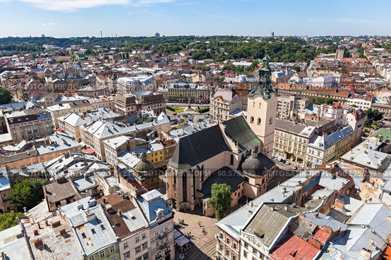 historic center of the city Lviv, top view. Стоковое фото, агентство Ingram Publishing / Фотобанк Лори
